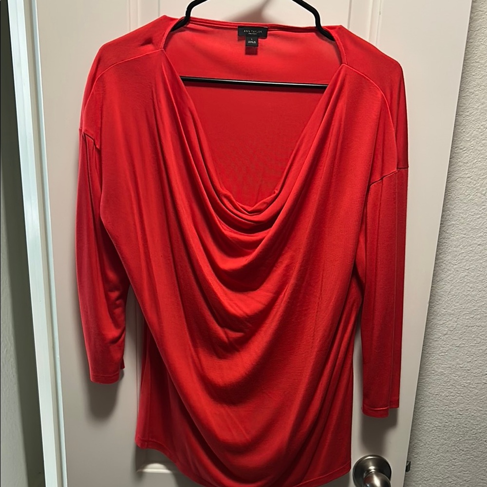 Ann Taylor Red Draped Blouse